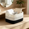 thumbnail image 5 of Woven Cotton Linen Storage Basket, Large Decorative Storage Bin, Multi-Purpose Fabric Basket for Laundry, Toys and Books, Handmade Organizer for Home and Nursery, 5 of 7