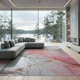 thumbnail image 2 of ODIKA 8'x10' Washable Area Rug Marble Gradient Abstract With Modern Gold Veined Border Accents for Dining Room, Large Office, Lounge, Non-Slip Chair-Friendly Mat, 2 of 7
