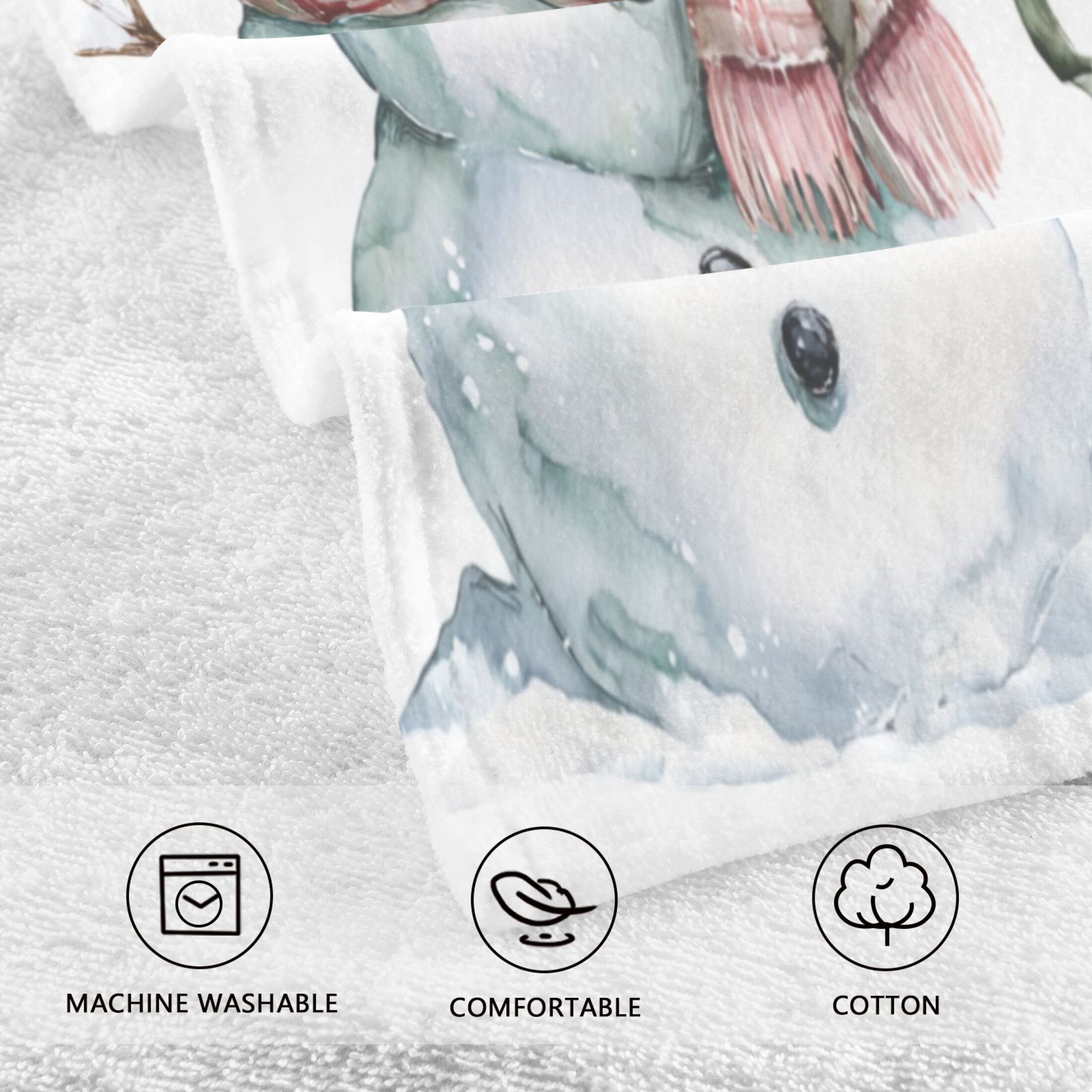 2 Pieces of Cotton Towel Face Towel Set Hand Towel Bath Towel Cotton Bath Towel Sets Christmas Winter Flowers