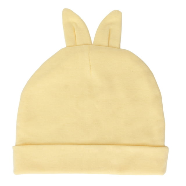 Gorro para bebé recién nacido con orejas de conejo amarillas, de algodón suave y muy elástico, ideal para el hogar, viajes al aire libre.
