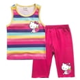 thumbnail image 2 of Hello Kitty-Chaleco a rayas de algodón para niñas, traje exterior informal para niños, cuello redondo sin mangas y pantalones cortos, conjunto de dos piezas, novedad de verano, 2 of 5