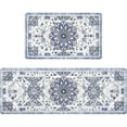 thumbnail image 2 of Blue and Gray Boho Kitchen Mats Set of 2 Non Slip, Cushioned Anti-Fatigue Kitchen Rugs, Waterproof Kitchen Rugs and Mats Set, Kitchen Comfort Standing Mat for Sink, 18'''' x 48'''' + 18'''' x 30'''', 2 of 6