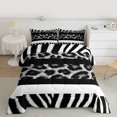 thumbnail image 2 of Feelyou Black Leopard Print Queen Comforter Set, Abstract Lines Stripes Bedding Set, 3pcs, 2 of 8