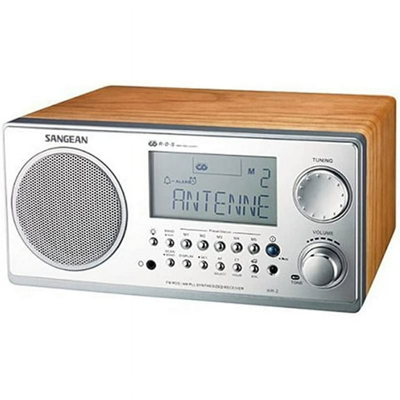 Masanao Sangean WR-2 AM/FM-RBDS Wooden Cabinet Digital Tuning Radio, Walnut
