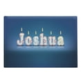 thumbnail image 1 of Joshua Cutting Board, Font Design as Burning Candles Surprise Birthday Party Celebration, Decorative Tempered Glass Cutting and Serving Board, Large Size, Blue and Multicolor, by Ambesonne, 1 of 1
