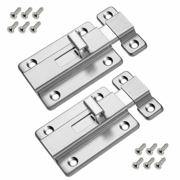 Costyle 2 Pack Door Security Slide Latch Lock Stainless Steel Keyless Door Lock Bolt with 12 Screws