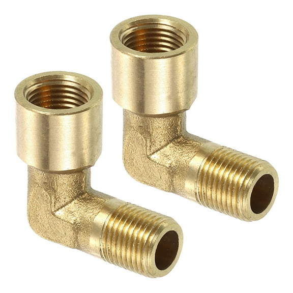 2 Packs 1/8 Inch NPT Female x 1/8 Inch NPT Male 90 Degree Elbow, Pipe Fitting, 25x26mm