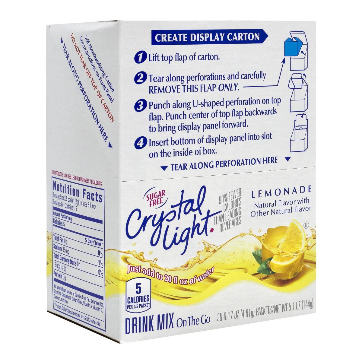 Crystal Light On-The-Go Sugar-Free Lemonade Drink Mix - 30pk