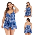 thumbnail image 2 of Trajes de baño de talla grande para mujer Trajes de baño Trajes de baño estampados con control de barriga, Azul marino-4XL BANYUO Electrónica, 2 of 4