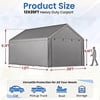 Abba Patio 12x20 ft Carport, Large Heavy Duty Car Tent Canopy w/ Sidewalls & Doors, Gray