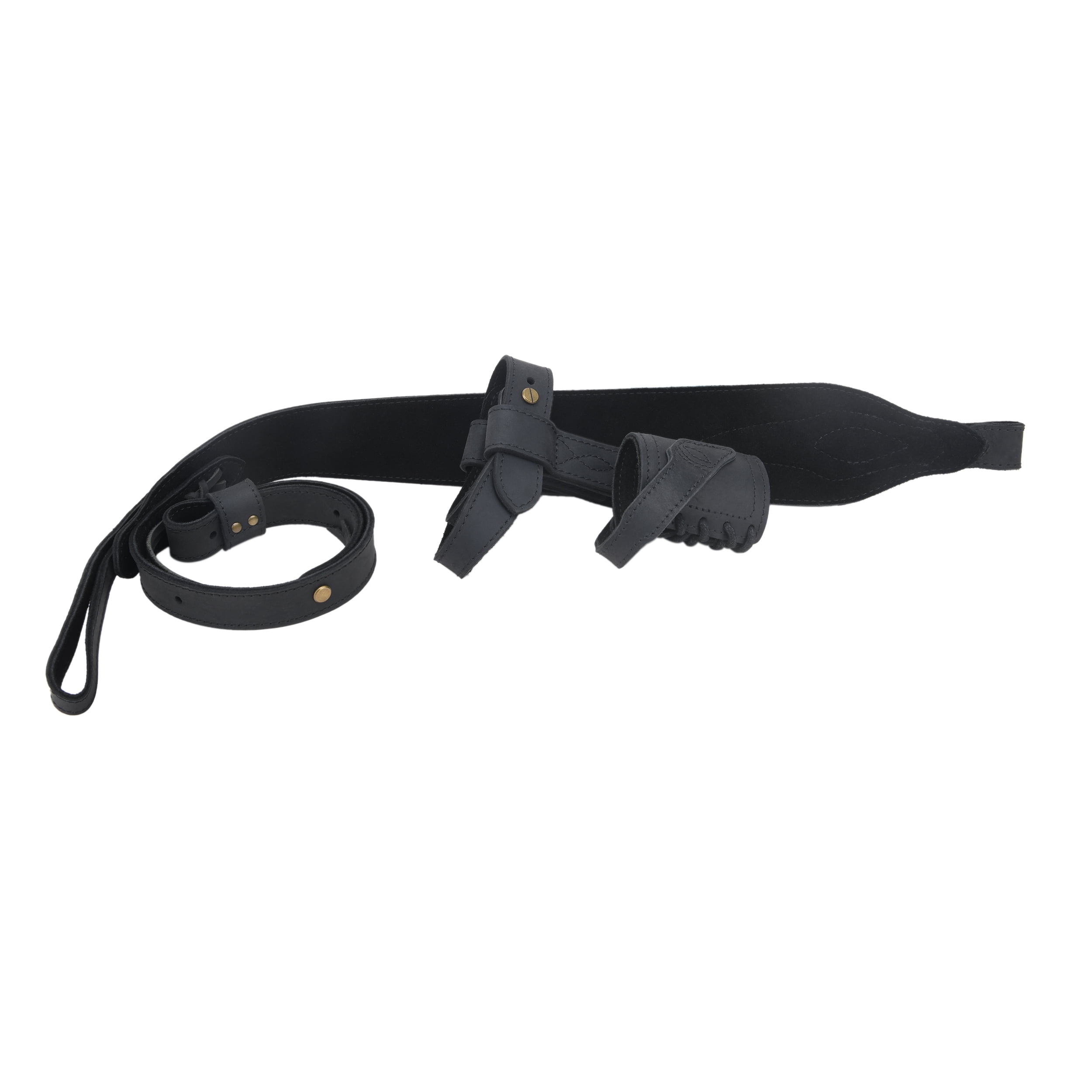 1 Suit Full Leather Rifle No Drill Harnessed Buttstock Holder Cover , Barrel Mount with Leather Gun  Sling