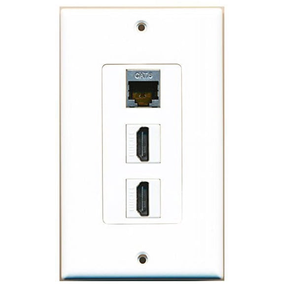 RiteAV - 2 Port HDMI 1 Shielded Cat6 Ethernet Wall Plate Decorative