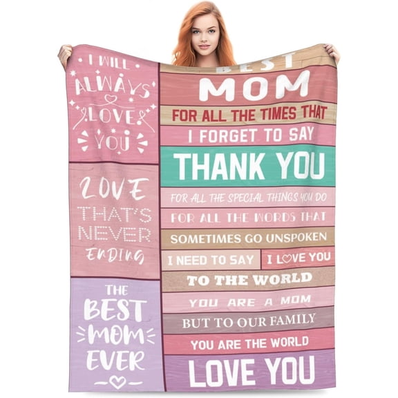 Throw Blankets Anniversary Birthday Gifts for Mom from Daughter Son, Women Blanket for Mother's Day, Soft Flannel Throw Blanket Gifts for Mama Birthday Christmas Valentines for Couch Bed Sofa 60x50In