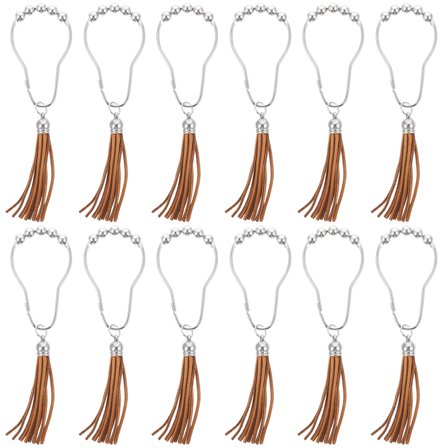 OUNONA Stainless Steel Shower Curtain Hanger Tassel Silver 12Pcs