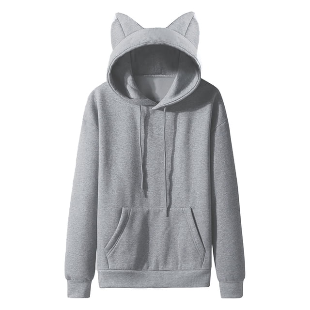 Sudaderas Con Capucha Para Hombres Casual Solid Pullover Orejas de Gato Sudadera Con Capucha de Bolsillo de Lana Sudadera Con Capucha
