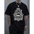 thumbnail image 2 of Men's Casual Short Sleeve Crew Neck T-Shirt, White with Black "ECCO UNITO" Print - Ideal for Summer Outdoor Activities, Lightweight Polyester Blend Fabric, Shirts for Summer, 2 of 13