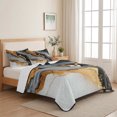 thumbnail image 5 of Twin Quilt Set 68''x86'', Black Golden Lightweight Summer Bedspread Coverlet Set with 2 Pillow Shams, Marble Modern Ink Painted Breathable All Season Quilt Bedding for Dorm/Bedroom, 5 of 9