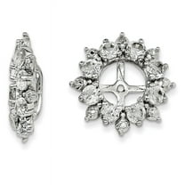 Sterling Silver Rhodium Diam. & White Topaz Earring Jacket QJ119APR (15mm X 15mm)