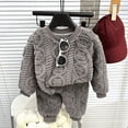 thumbnail image 4 of Gubotare Pajamas Set for Girls Kids Pajamas Toddler Boy Girl Cute Long Sleeve Shirt Top Long Pants Sleepwear Loungewear 3T 4T (Grey,3-4 Years), 4 of 4