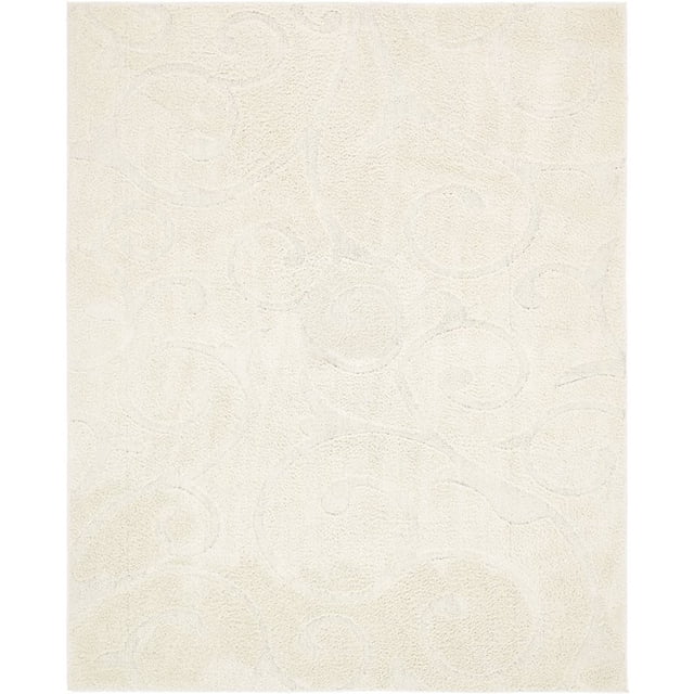 Unique Loom Floral Shag Floral Vine Design Rug 8' x 10' Rectangle in Ivory