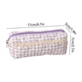 thumbnail image 3 of Cute Pencil Pouch, Quilted Gingham Pencil Case with Lace Accent, Zipper Organizer Bag for Office Desk Artists Travel and Makeup Storage, 6.7 Inch, 3 of 7