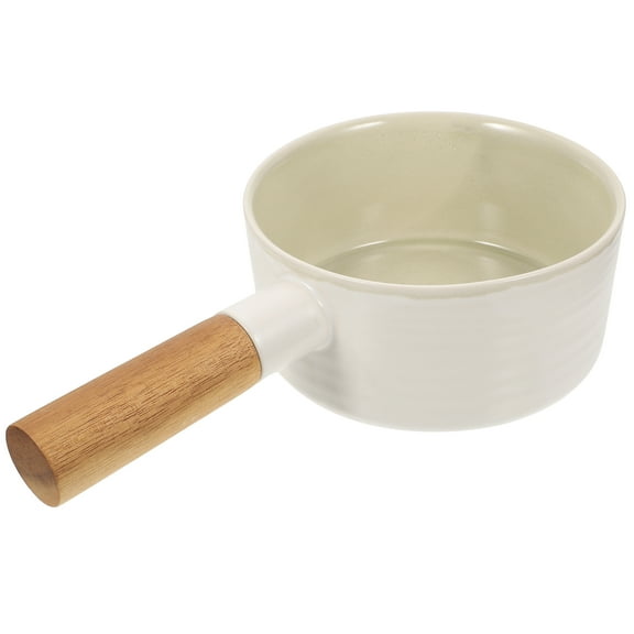 RENACLIPY Beige Wood and Ceramic Soup Bowl Set - Durable, Versatile Kitchen Dishware for Serving Soup, Salad, and More