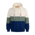 thumbnail image 1 of Xcmzpl Pullover Sweaters for Men Drawstring Hooded Knit Sweaters Long Sleeve Color Block Cable Knit Sweaters Lightweight Fall Sweater Tops, 1 of 8