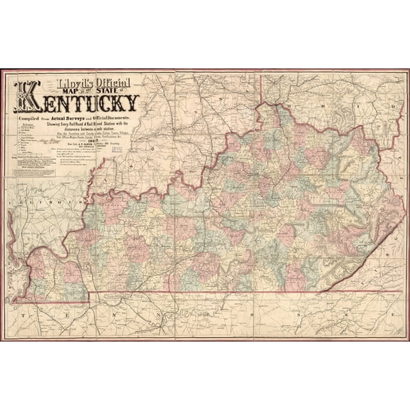 24"x36" Gallery Poster, map of the State of Kentucky p2