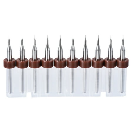 

PCB Drill Bits 0.1mm Tungsten Carbide Jewelry CNC Engraving Circuit Board Micro Drill Bits 1/8 Shank 1Set (10Pcs)