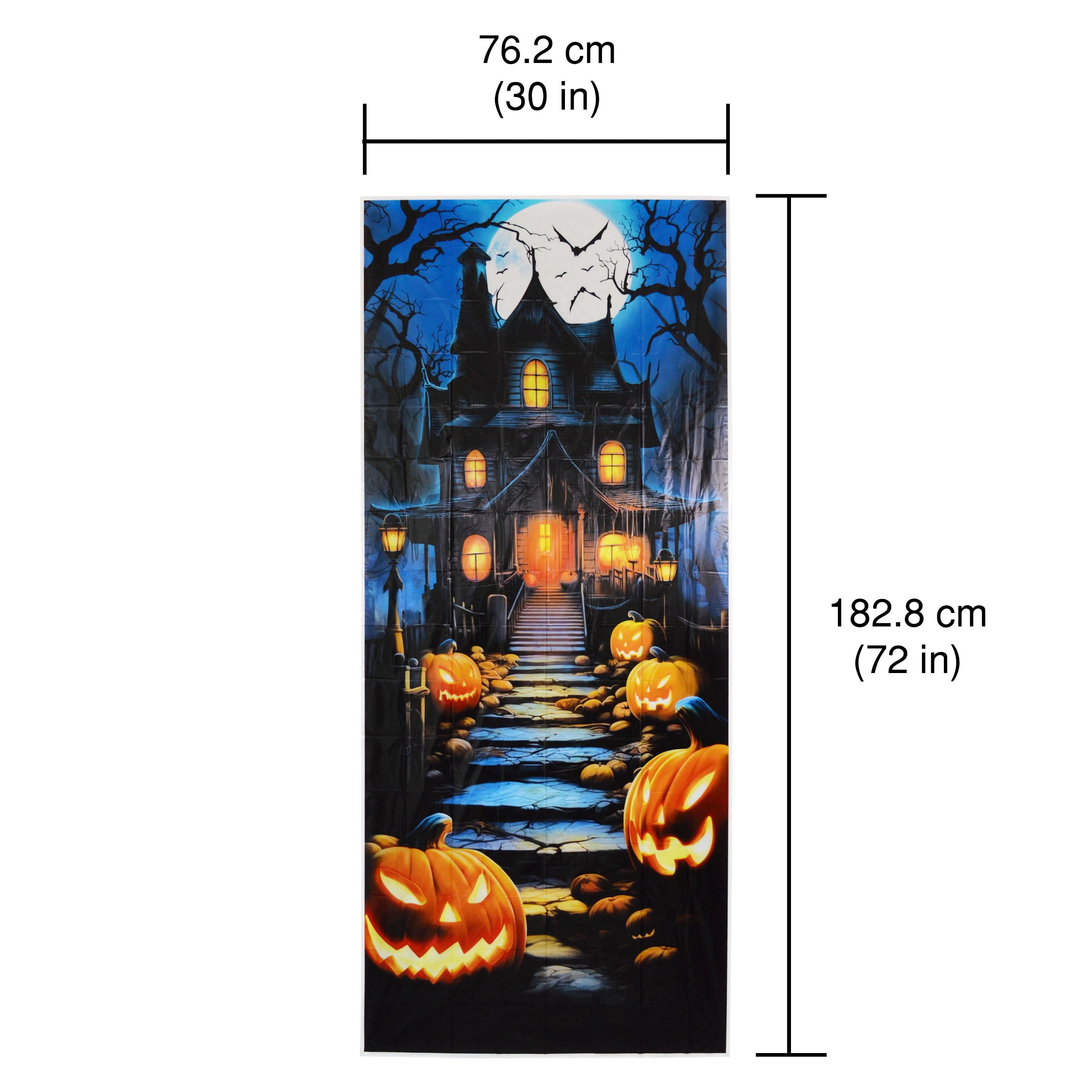 Haunted House Door Cover Decoration, Multicolor, 30" x 72", Halloween by Way To Celebrate