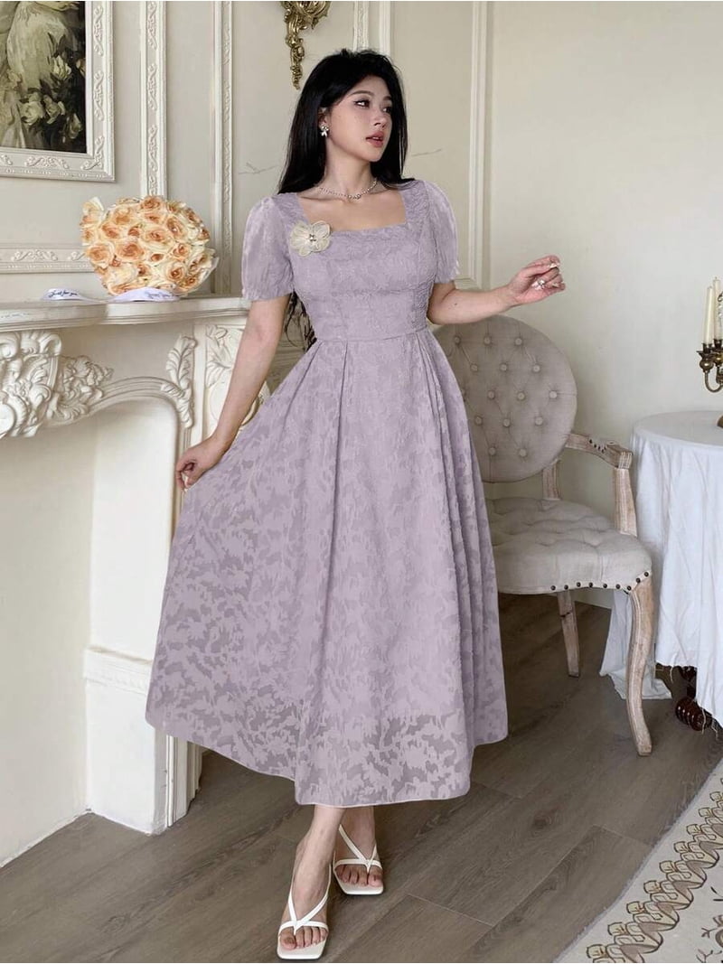 lilac formal midi dress The Clove | Lilac Formal Evening Dress A-Line Strapless Pleated Organza Midi Dress