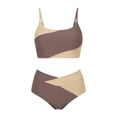 thumbnail image 4 of Women’s Two Piece Bikini Set Square Neck Adjustable Straps High Waisted Full Coverage Bottom for Beach Vacation Coffee M, 4 of 5