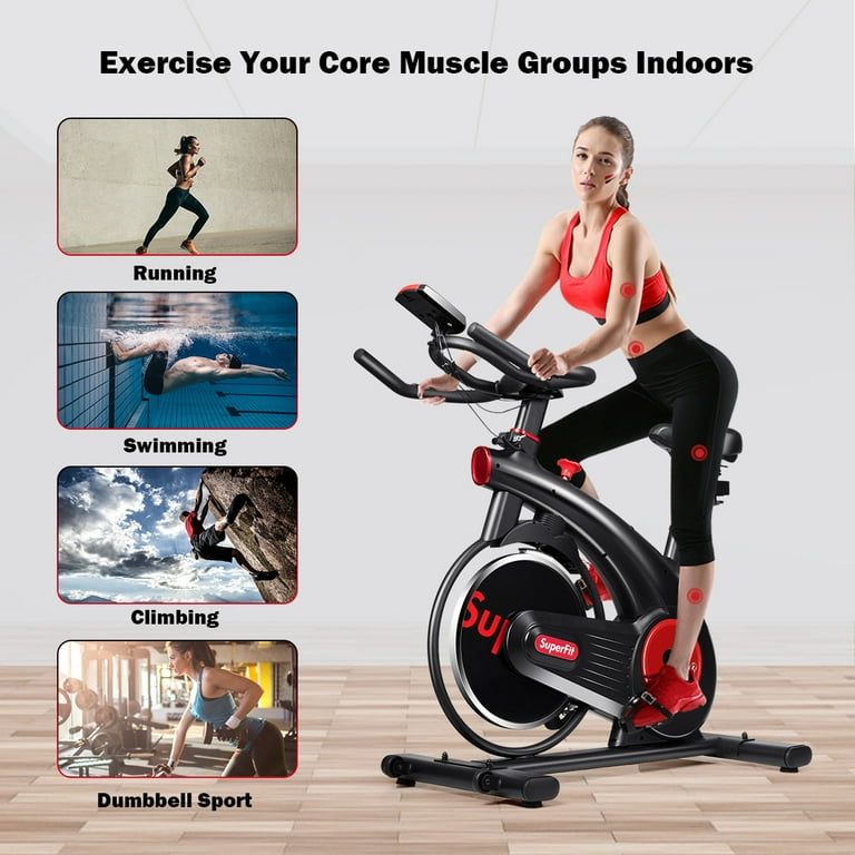 SuperFit Spin Indoor Upright Fitness Bicycle for Adults Silent Belt Drive Cycling Bike Walmart