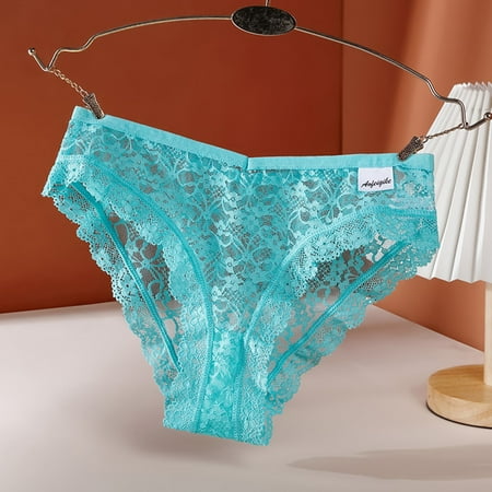 

Yutnsbel Underwear Women Lace Panties Mid Waist Breathable Sexy Hollow Mesh Cotton Crotch Briefs