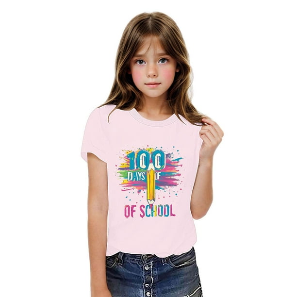 Fiudx Camiseta para Niños, Suave Mezcla de Poliéster, Cuello Redondo Comodo, Manga Corta, Informal, para Uso Diario, para Niños y Niñas, Talla 3-14 Años, Lavado a Mano.