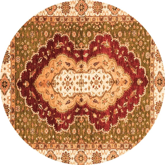 Ahgly Company Indoor Round Abstract Orange Modern Area Rugs, 6' Round