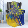 thumbnail image 4 of Tropical Soft Flannel Fleece Throw Blanket, Colorful Pixel Design Like Art Palm Tree Graphic Psychedelic Beachy Squares, Cozy Plush for Indoor and Outdoor Use, 50" x 70", Multicolor, by Ambesonne, 4 of 5