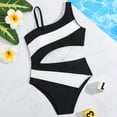 thumbnail image 5 of Gelikeya Girls Swimsuit 1 Piece Bathing Suits Beach Swimwear for 7-12 Years One Shoulder Color Block Hollow Out Swimsuits X05 Black, 9-10 Years, 5 of 8