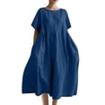 thumbnail image 1 of HomeGardon Liquidation! Robes d'Été pour Femmes 2025, Robes d'Été pour Femmes, Robe Unie Décontractée d'Été pour Femmes à Col Rond et Manches Courtes, P-XXXXXL, 1 of 4