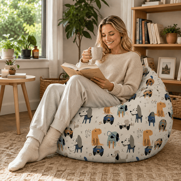 Teen Bean Bag Chair 33.5" Large Comfy Bean Bag Sofa with High Resilience Foam Filling, Soft Fabric Lounge Chair for Bedroom, Gaming Room, Reading Corner, Dorm