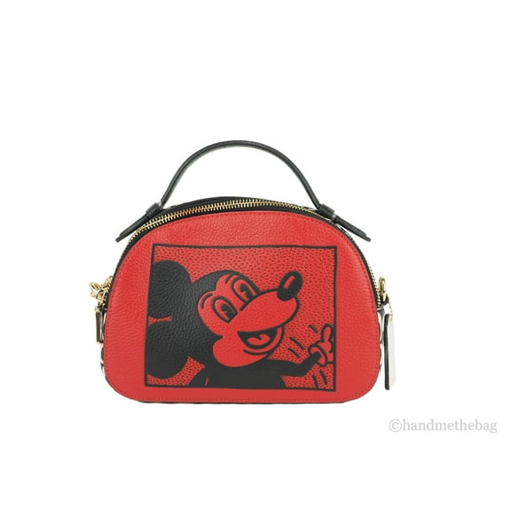 Coach (C6977) Mickey Mouse X Keith Haring Serena Pebble Leather Satchel Handbag