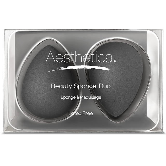 Esponja de maquillaje Aesthetica Cosmetics Beauty Blender - Sin látex y vegana - Para aplicar en polvo, crema o líquido (paquete de 2)