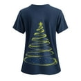 thumbnail image 4 of Feancey Merry Christmas Scrub Tops for Women Hospital Medical Scrubs Stretchy V-neck Xmas Tree Print Nursing Shirts Casual Holiday Workwear with Pockets Multicolor XXL, 4 of 4