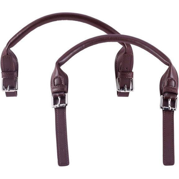 2 pcs 22 Inch Imitation Leather Replacement Handles Purses Straps Interchangeable Handbags Shoulder Bag Strap with Hooks Brown