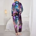 thumbnail image 3 of Pajama Sets for Women 2 Pcs, Beautiful Pink Flower Blue Bird Button Down Long Sleeve Sleepwear Lounge PJ Sets, 3 of 6