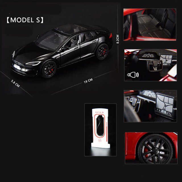 1:24 Model Y 3 S SUV Alloy Car Model Diecasts Metal Toy Vehicles Car Model Simulation Sound and Light Collection Childrens Gifts Model S Black