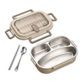 thumbnail image 2 of Eespoir Food Grade Stainless Steel Lunch Box, Leakproof 3 Compartment Metal Lunch Container, for Sch-ool, Office & Outdoor, 2 of 8