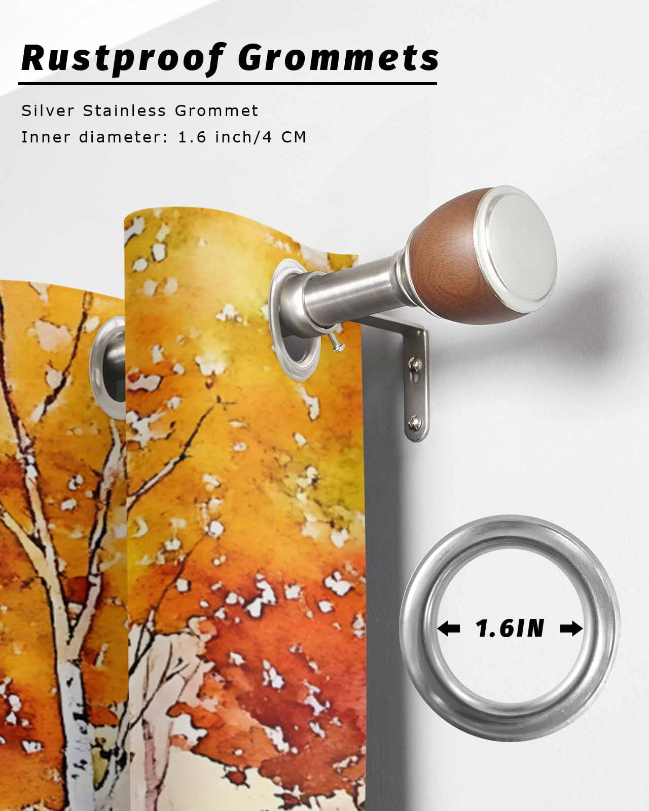 nqOlkjepod Outdoor Curtains for Patio Waterproof, Orange Green Trees Outdoor Privacy Panels Grommet, Watercolor Chic Beanch Leaf Blackout Outside Curtains for Porch/Cabana/Pergola 54"x95", 2 Panels