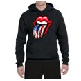 thumbnail image 2 of Wild Bobby, American Flag Lips Tongue Out, Unisex Graphic Hoodie Sweatshirt, Black, Small, 2 of 3