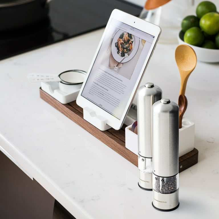 Ovente Electric Stainless Steel Tall Sea Salt and Pepper Grinder